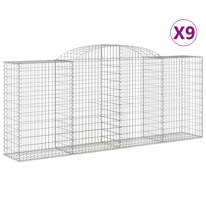 buede gabionkurve 9 stk. 300x50x120/140 cm galvaniseret jern