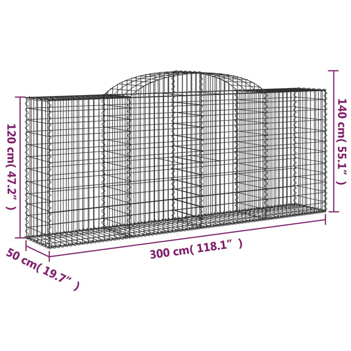 buede gabionkurve 13 stk. 300x50x120/140 cm galvaniseret jern