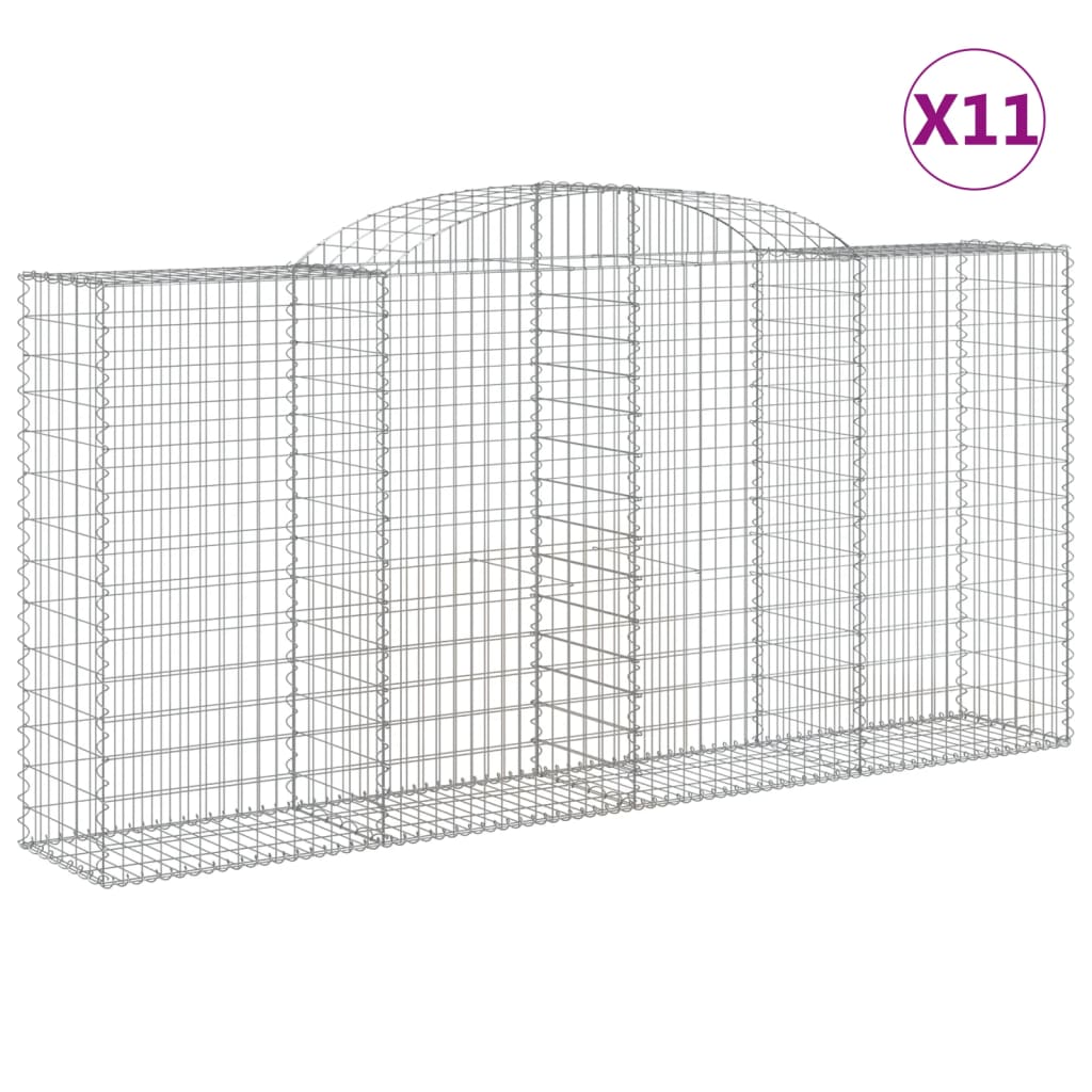 buede gabionkurve 11 stk. 300x50x140/160 cm galvaniseret jern