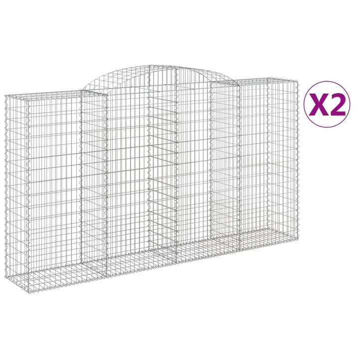 buede gabionkurve 2 stk. 300x50x160/180 cm galvaniseret jern