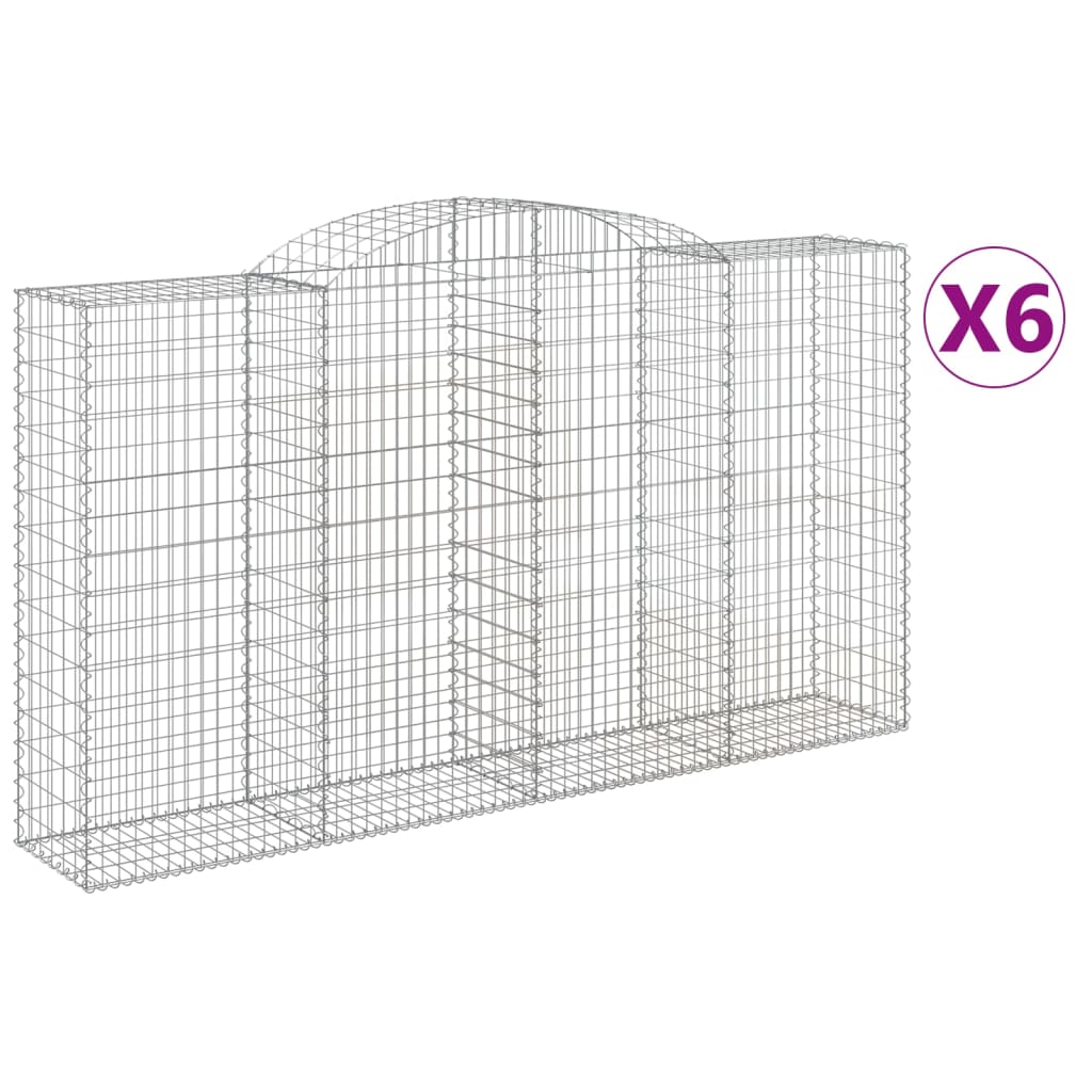 buede gabionkurve 6 stk. 300x50x160/180 cm galvaniseret jern