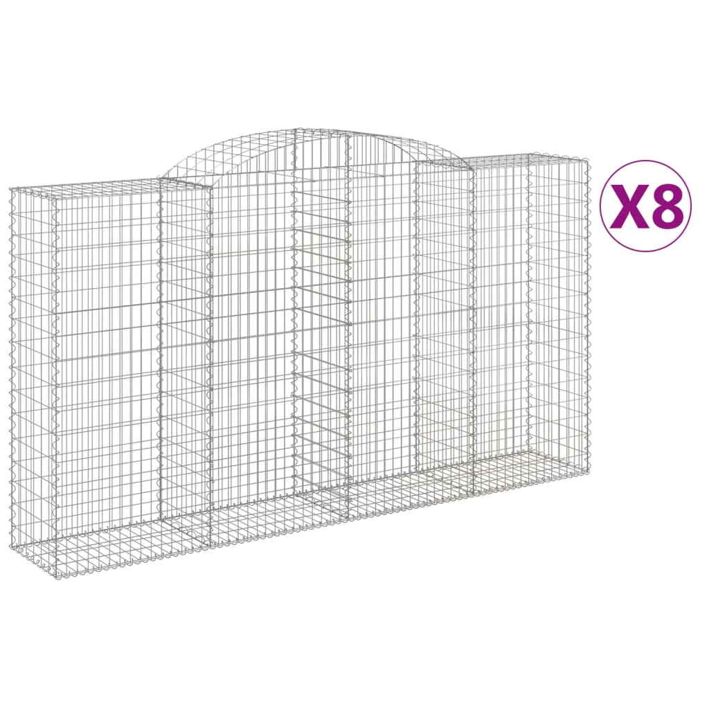 buede gabionkurve 8 stk. 300x50x160/180 cm galvaniseret jern