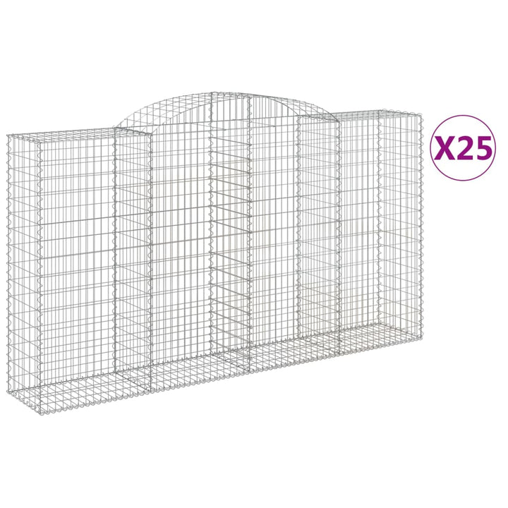 buede gabionkurve 25 stk. 300x50x160/180 cm galvaniseret jern