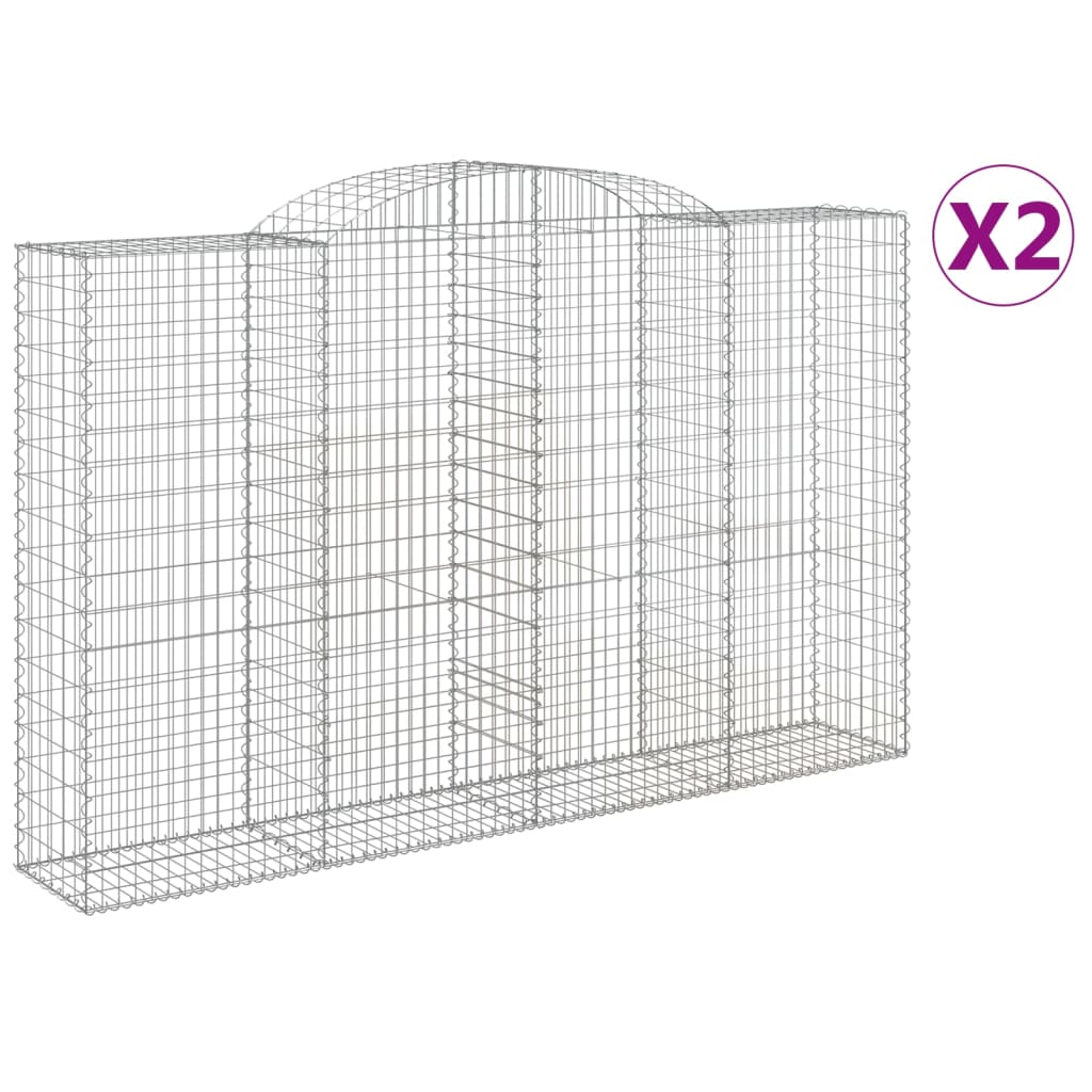 buede gabionkurve 2 stk. 300x50x180/200 cm galvaniseret jern