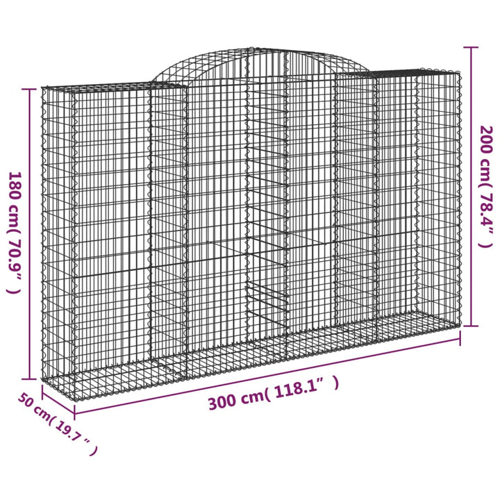 buede gabionkurve 3 stk. 300x50x180/200 cm galvaniseret jern
