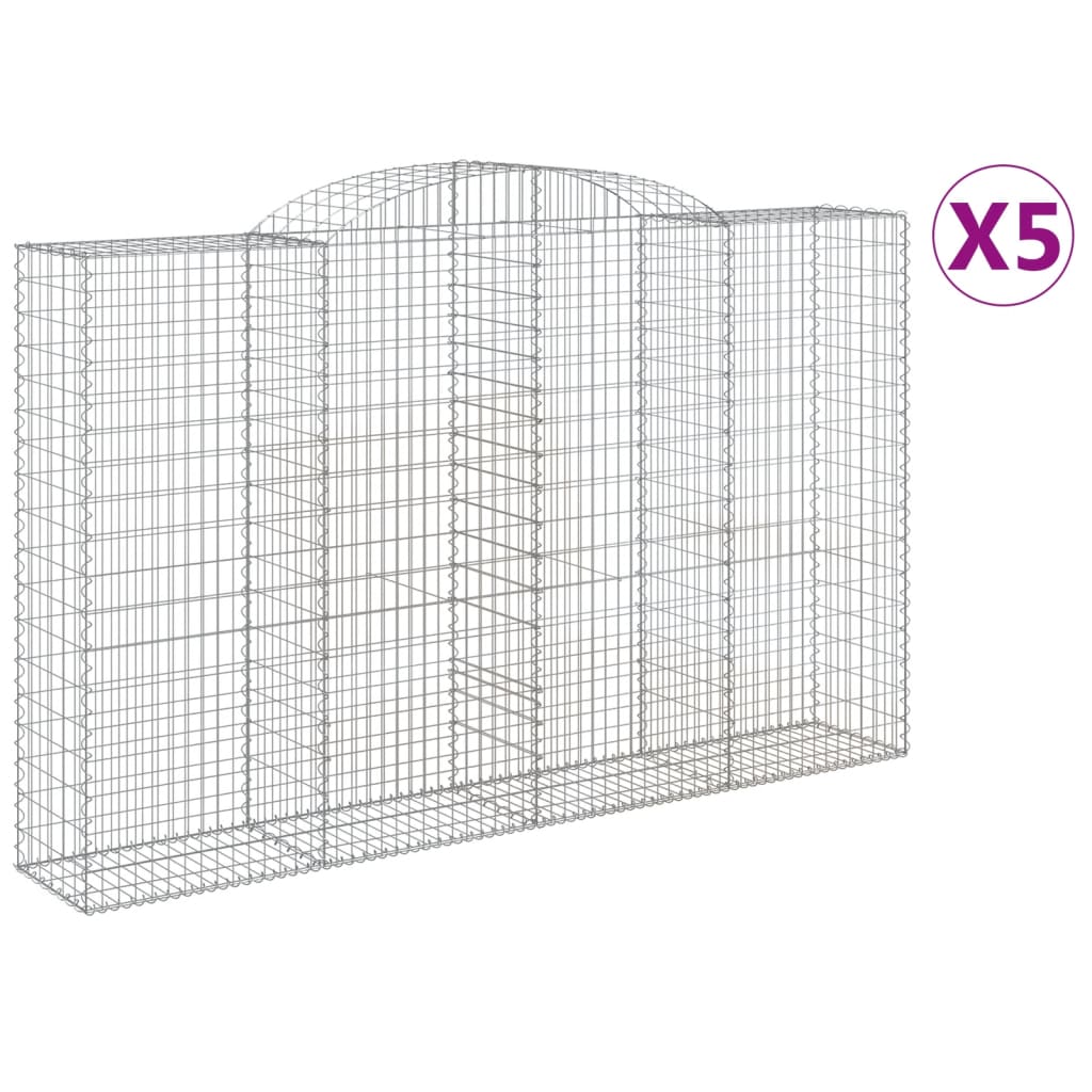 buede gabionkurve 5 stk. 300x50x180/200 cm galvaniseret jern