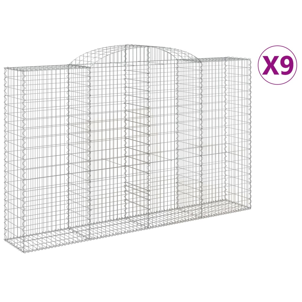 buede gabionkurve 9 stk. 300x50x180/200 cm galvaniseret jern
