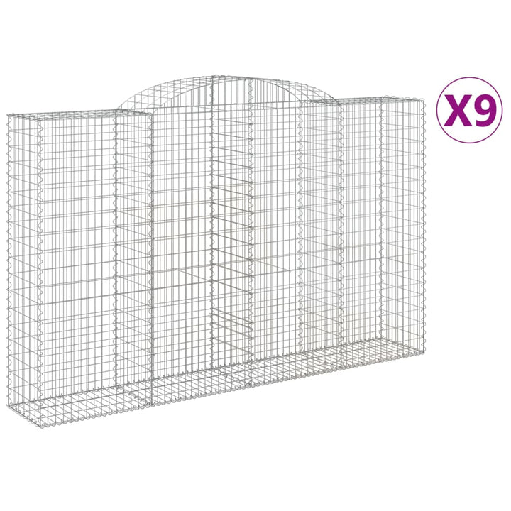buede gabionkurve 9 stk. 300x50x180/200 cm galvaniseret jern