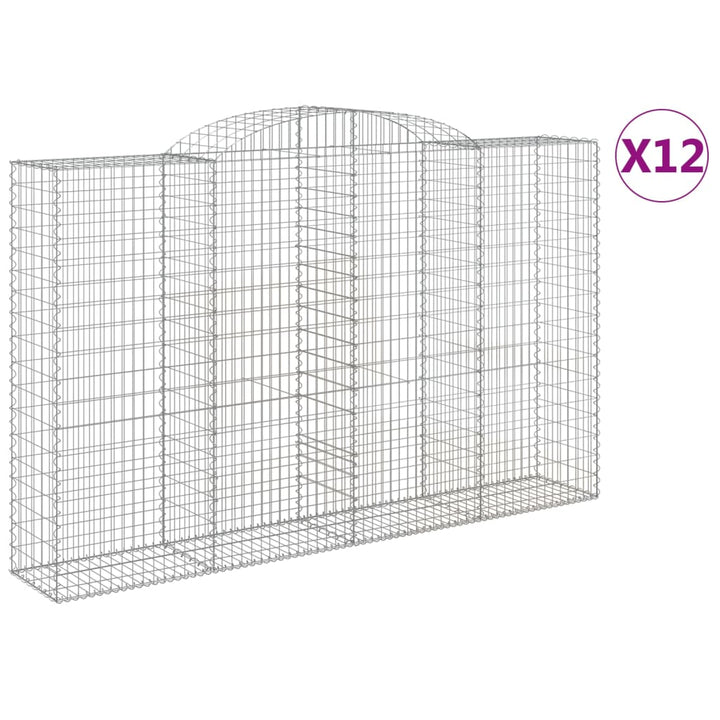 buede gabionkurve 12 stk. 300x50x180/200 cm galvaniseret jern