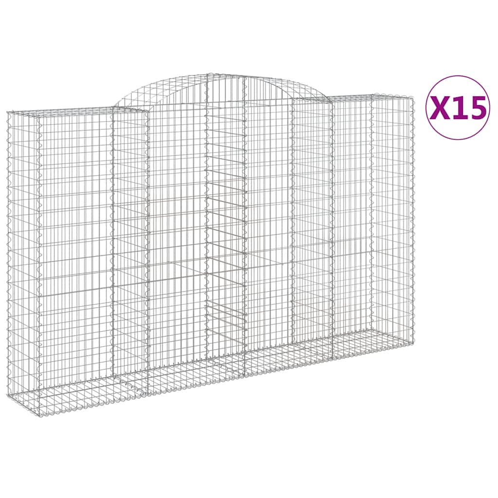 buede gabionkurve 15 stk. 300x50x180/200 cm galvaniseret jern
