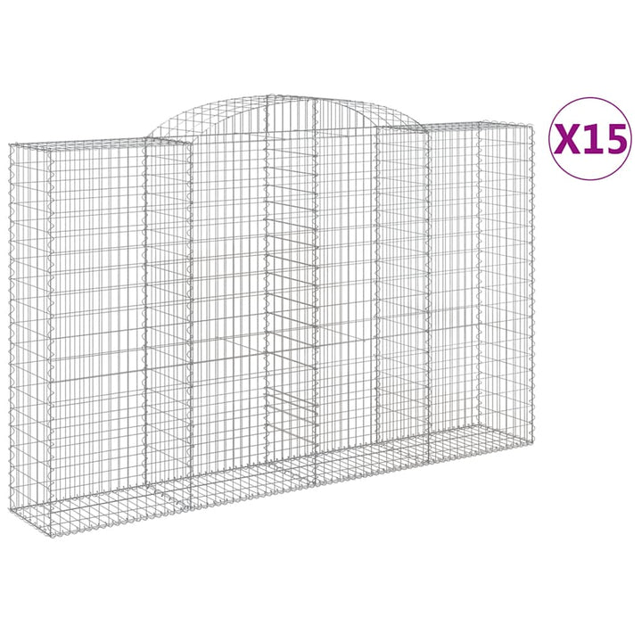 buede gabionkurve 15 stk. 300x50x180/200 cm galvaniseret jern