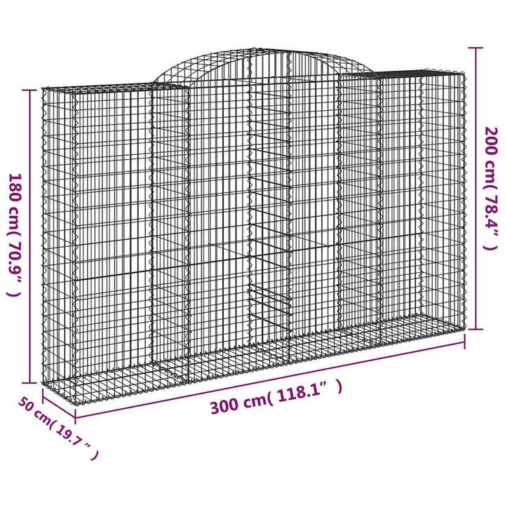 buede gabionkurve 15 stk. 300x50x180/200 cm galvaniseret jern