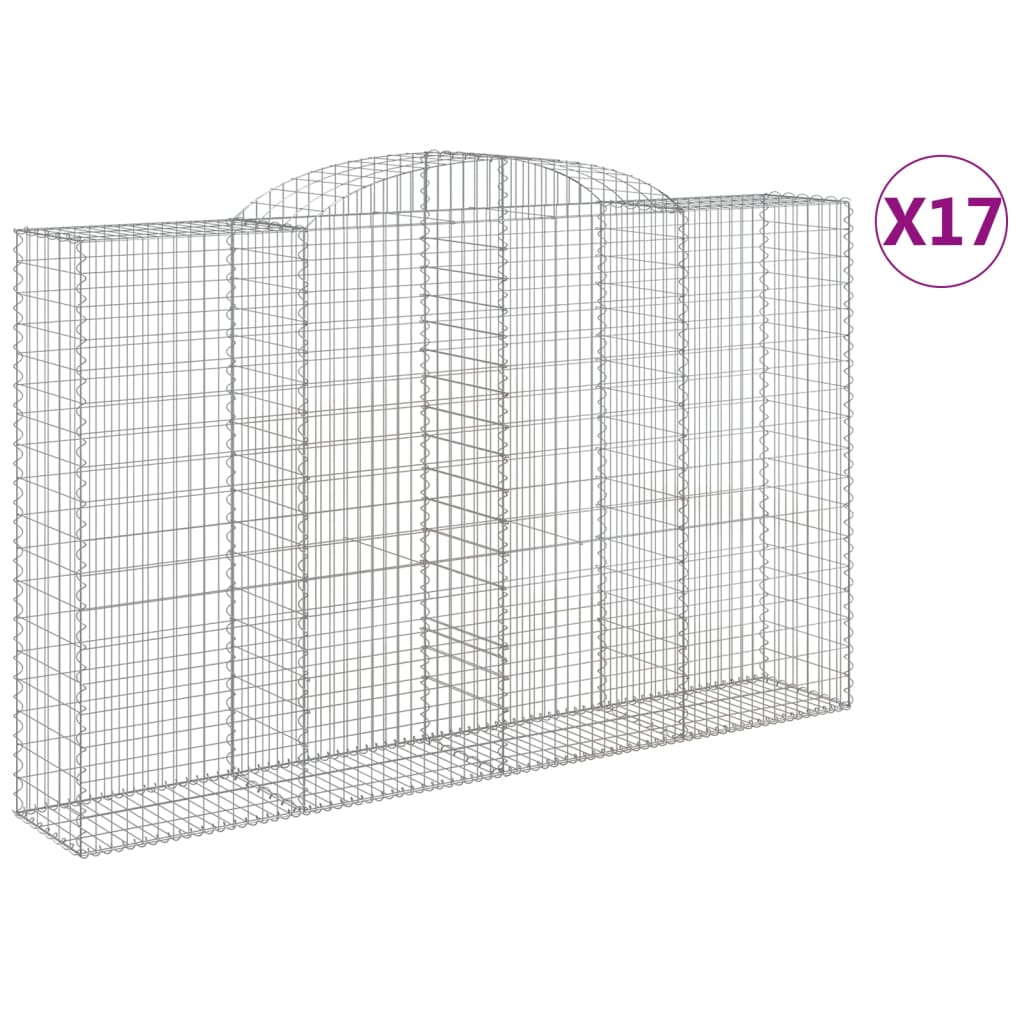 buede gabionkurve 17 stk. 300x50x180/200 cm galvaniseret jern
