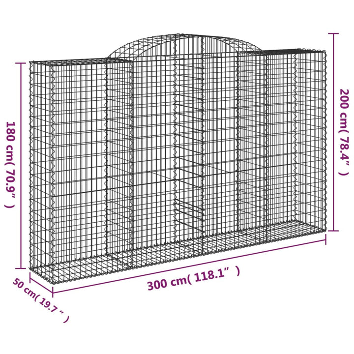 buede gabionkurve 17 stk. 300x50x180/200 cm galvaniseret jern