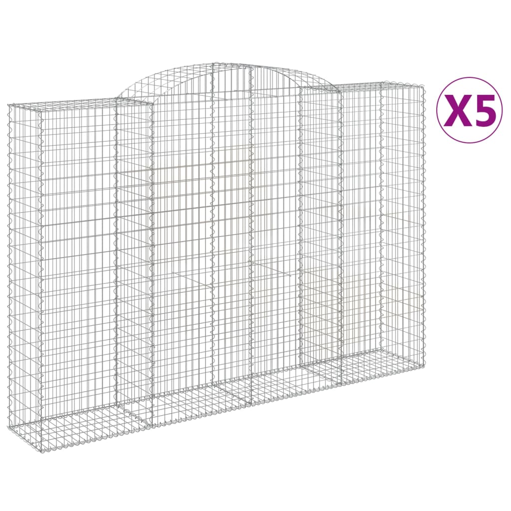 buede gabionkurve 5 stk. 300x50x200/220 cm galvaniseret jern