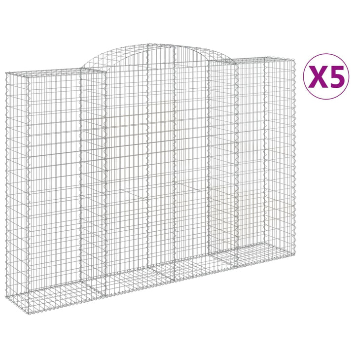buede gabionkurve 5 stk. 300x50x200/220 cm galvaniseret jern