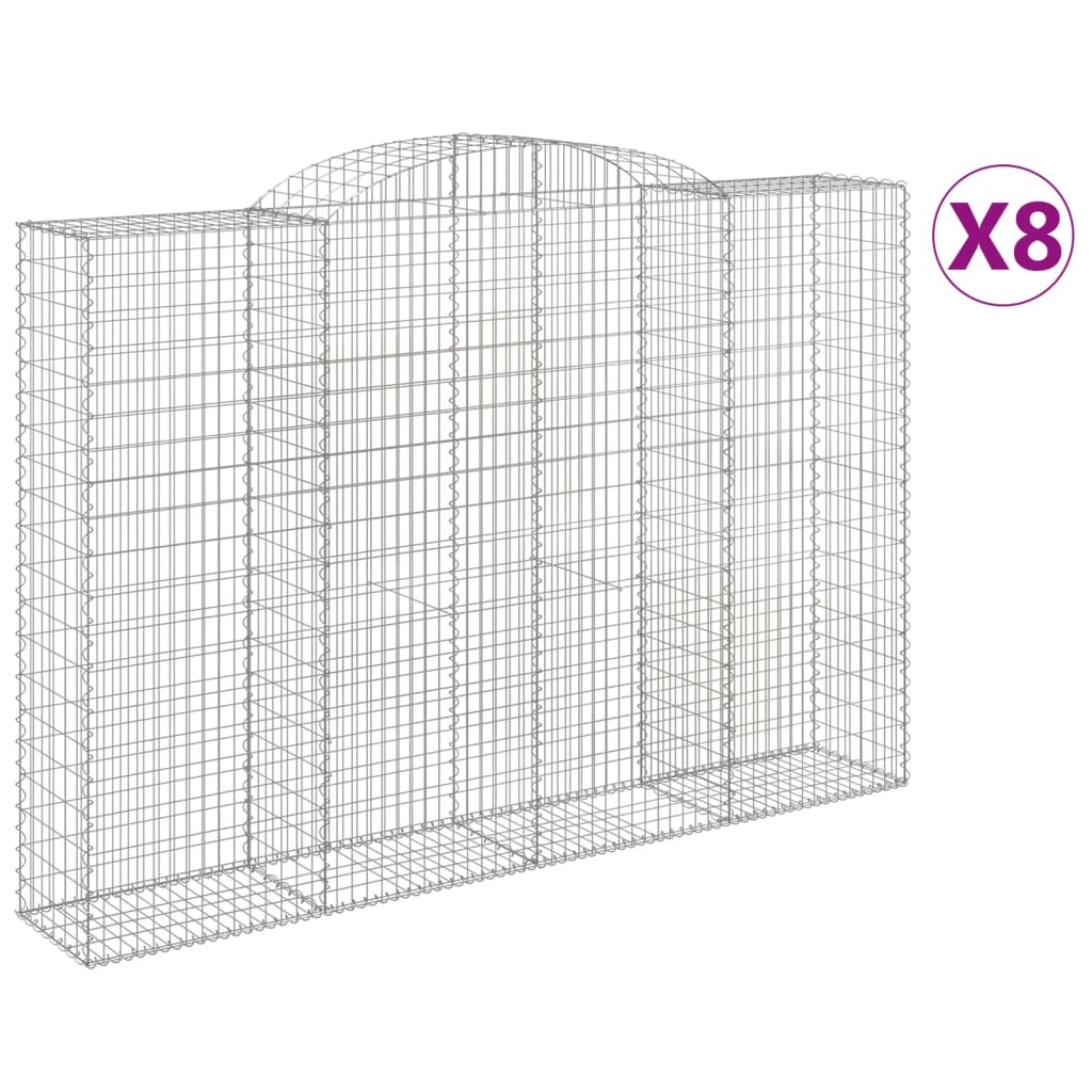 buede gabionkurve 8 stk. 300x50x200/220 cm galvaniseret jern