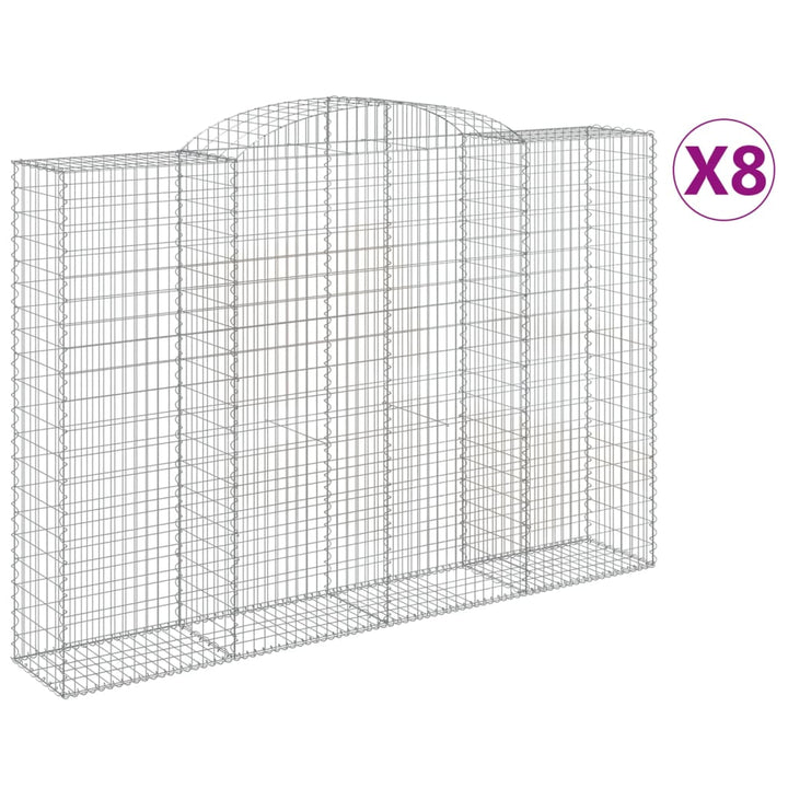 buede gabionkurve 8 stk. 300x50x200/220 cm galvaniseret jern