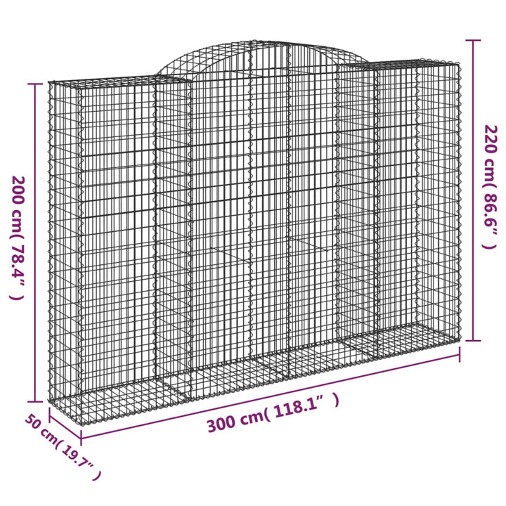 buede gabionkurve 8 stk. 300x50x200/220 cm galvaniseret jern