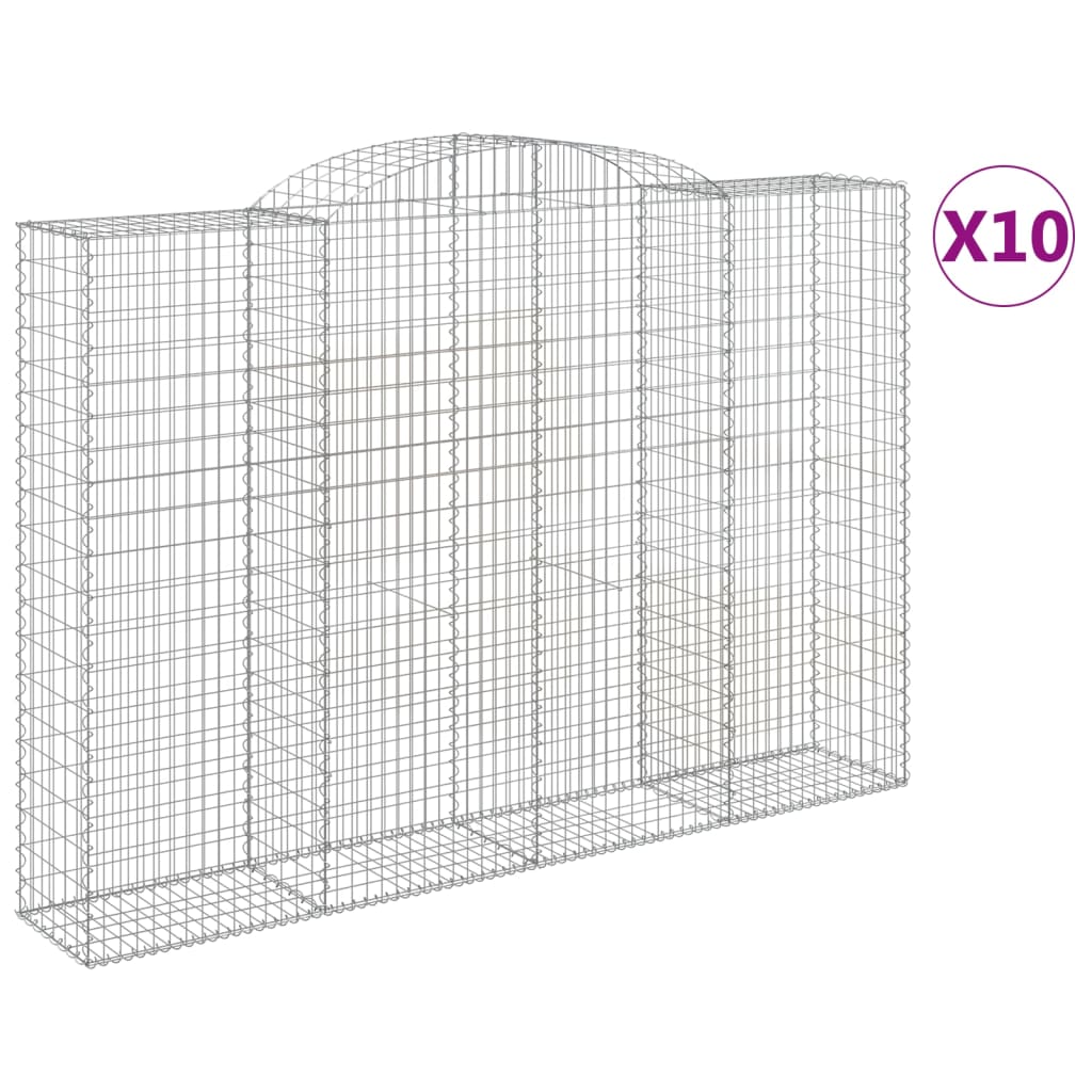buede gabionkurve 10 stk. 300x50x200/220 cm galvaniseret jern