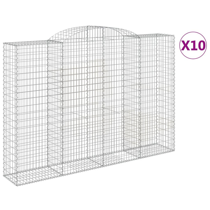 buede gabionkurve 10 stk. 300x50x200/220 cm galvaniseret jern