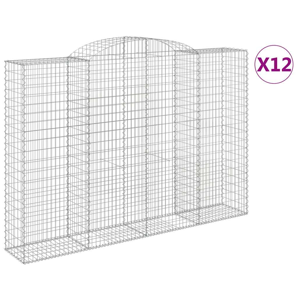 buede gabionkurve 12 stk. 300x50x200/220 cm galvaniseret jern