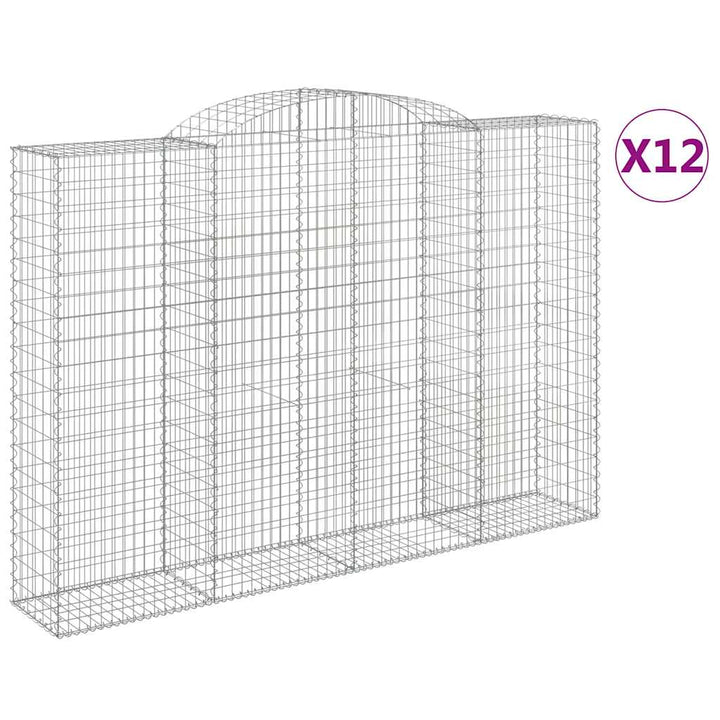 buede gabionkurve 12 stk. 300x50x200/220 cm galvaniseret jern