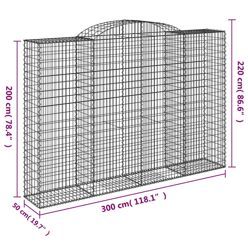 buede gabionkurve 12 stk. 300x50x200/220 cm galvaniseret jern