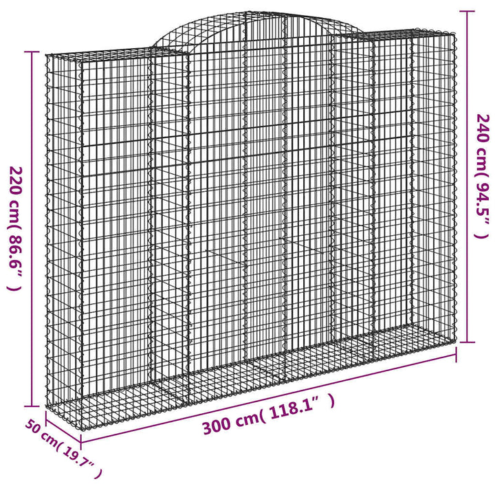 buede gabionkurve 4 stk. 300x50x220/240 cm galvaniseret jern