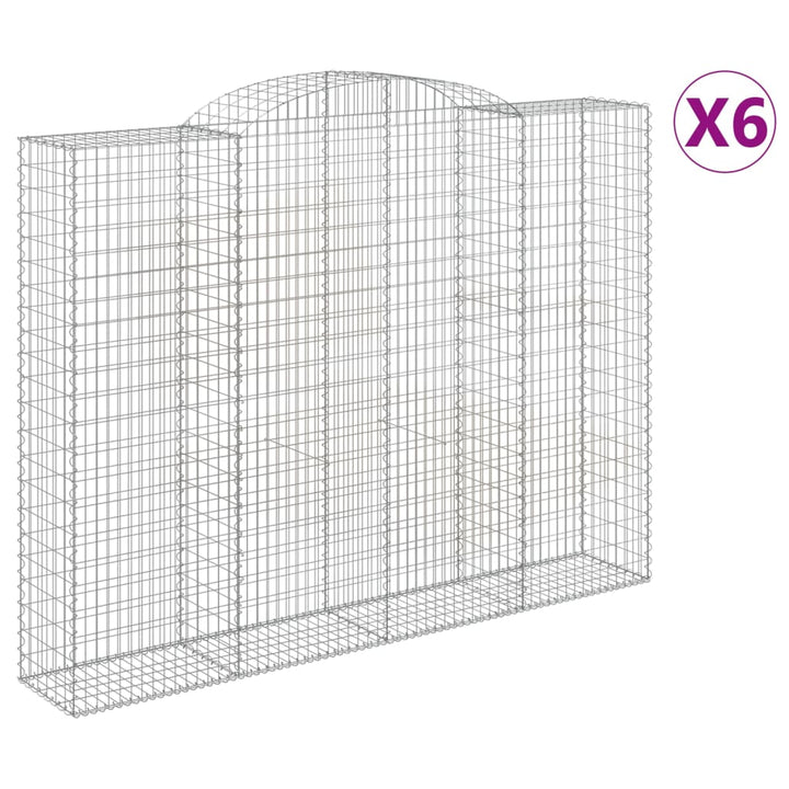 buede gabionkurve 6 stk. 300x50x220/240 cm galvaniseret jern