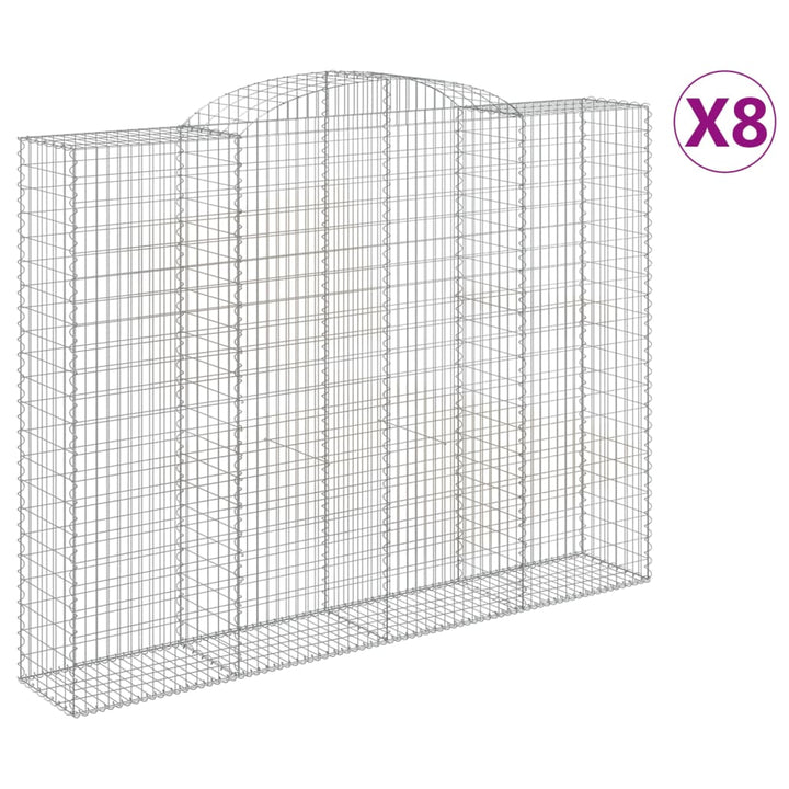buede gabionkurve 8 stk. 300x50x220/240 cm galvaniseret jern