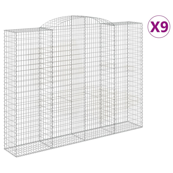 buede gabionkurve 9 stk. 300x50x220/240 cm galvaniseret jern