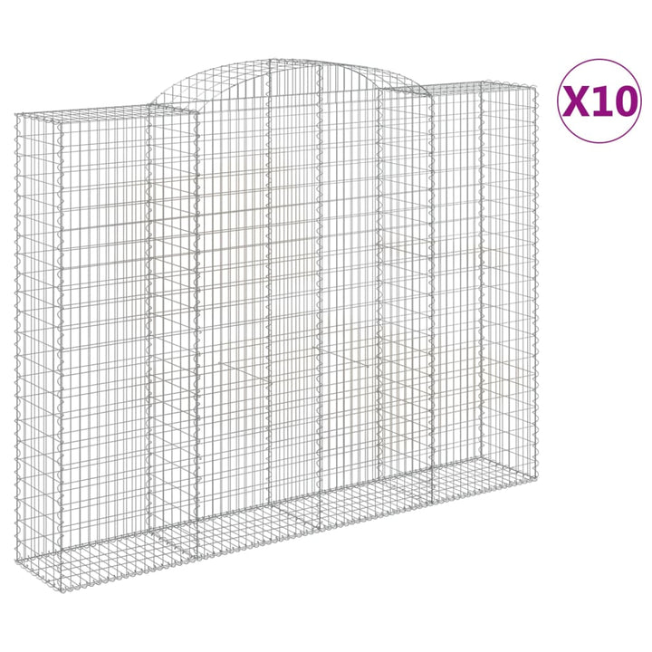 buede gabionkurve 10 stk. 300x50x220/240 cm galvaniseret jern