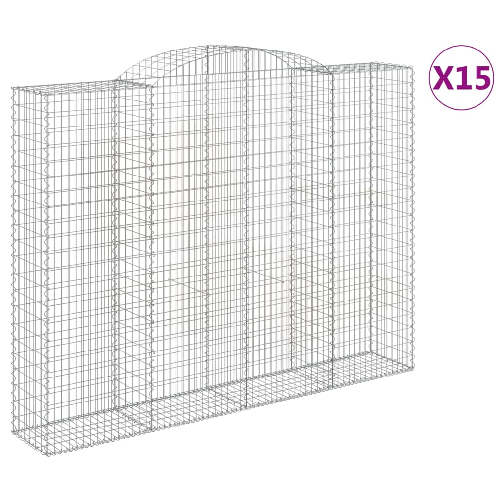 buede gabionkurve 15 stk. 300x50x220/240 cm galvaniseret jern