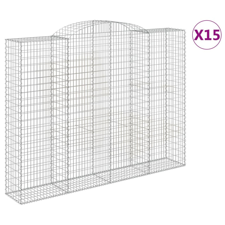 buede gabionkurve 15 stk. 300x50x220/240 cm galvaniseret jern