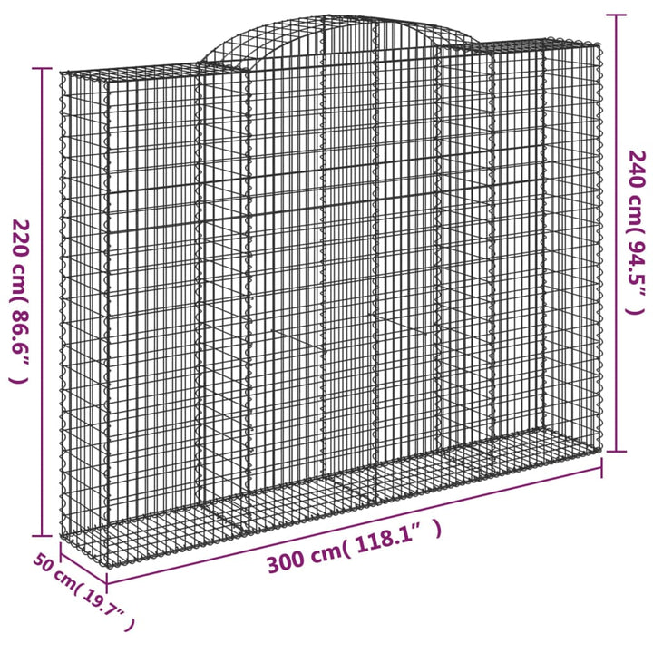 buede gabionkurve 15 stk. 300x50x220/240 cm galvaniseret jern