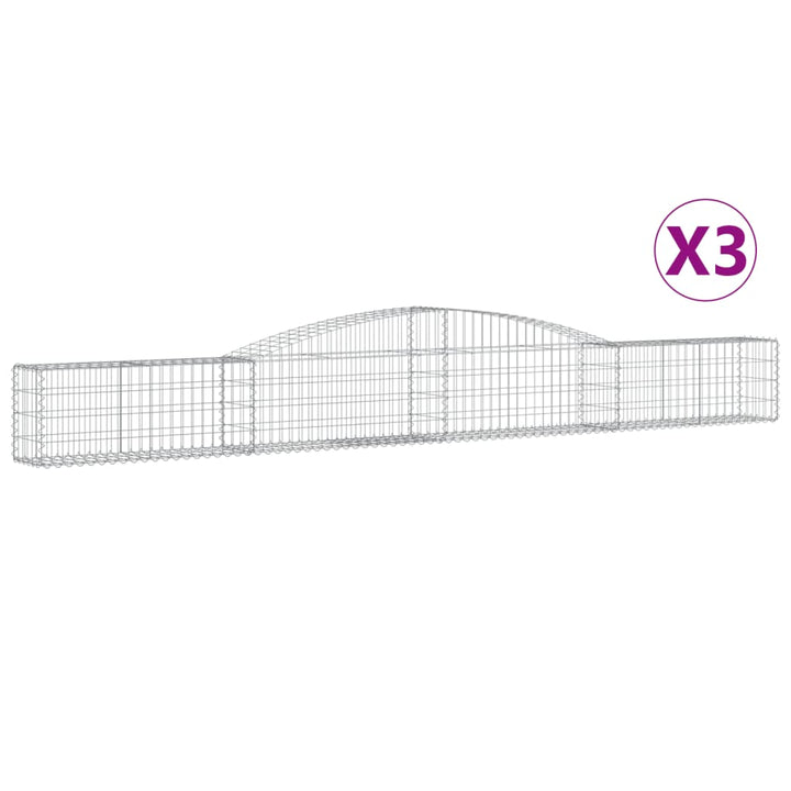buede gabionkurve 3 stk. 400x30x40/60 cm galvaniseret jern