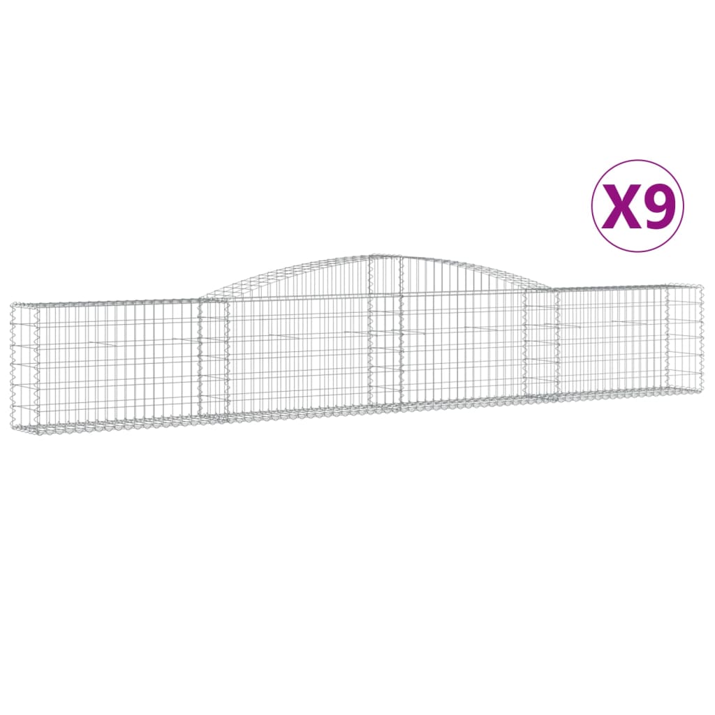 buede gabionkurve 9 stk. 400x30x60/80 cm galvaniseret jern