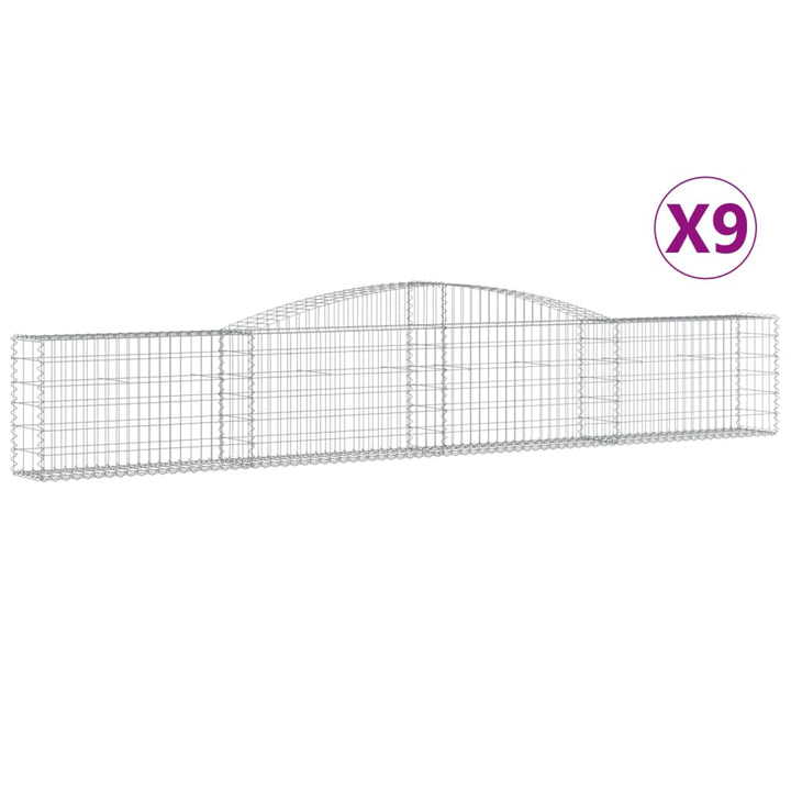 buede gabionkurve 9 stk. 400x30x60/80 cm galvaniseret jern