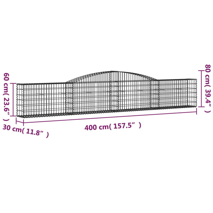 buede gabionkurve 9 stk. 400x30x60/80 cm galvaniseret jern