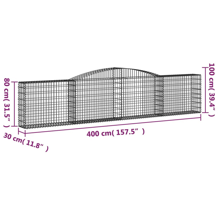 buede gabionkurve 3 stk. 400x30x80/100 cm galvaniseret jern