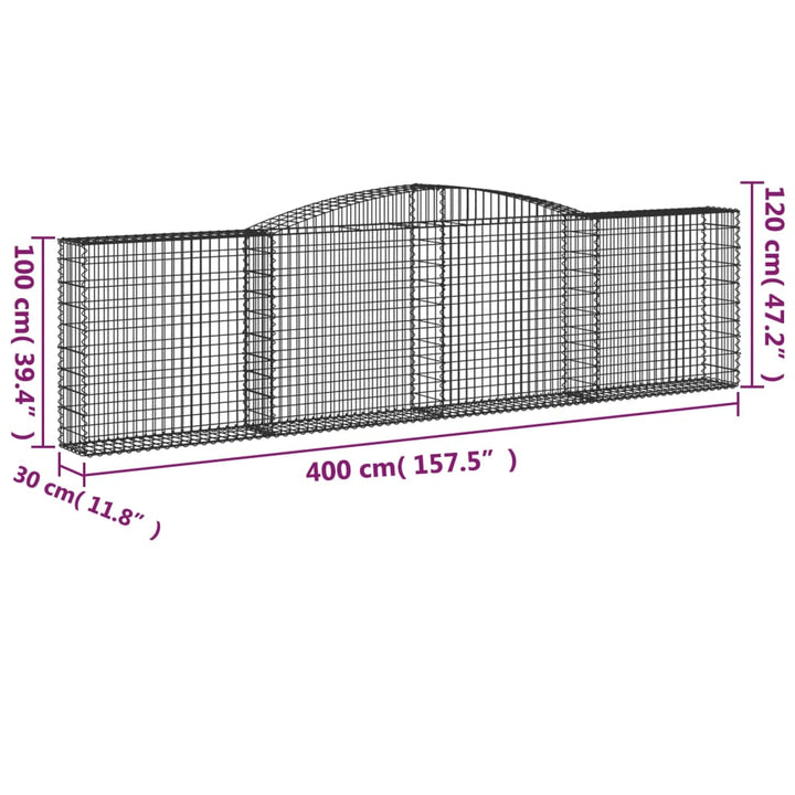 buede gabionkurve 2 stk. 400x30x100/120 cm galvaniseret jern