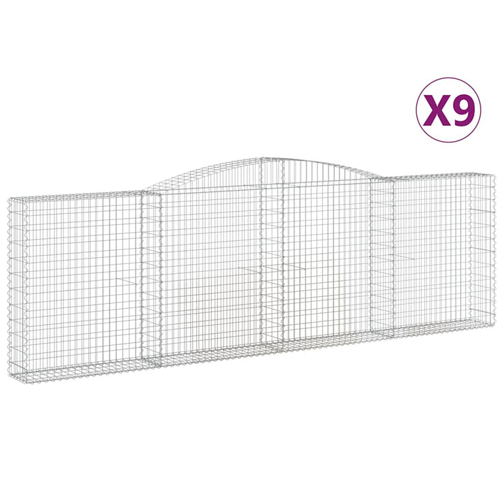 buede gabionkurve 9 stk. 400x30x120/140 cm galvaniseret jern