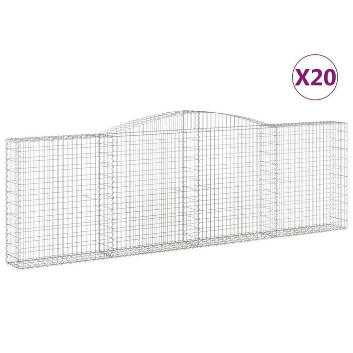 buede gabionkurve 20 stk. 400x30x120/140 cm galvaniseret jern