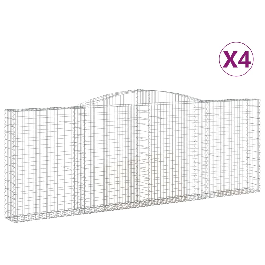 buede gabionkurve 4 stk. 400x30x140/160 cm galvaniseret jern