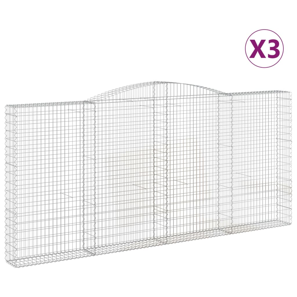buede gabionkurve 3 stk. 400x30x180/200 cm galvaniseret jern