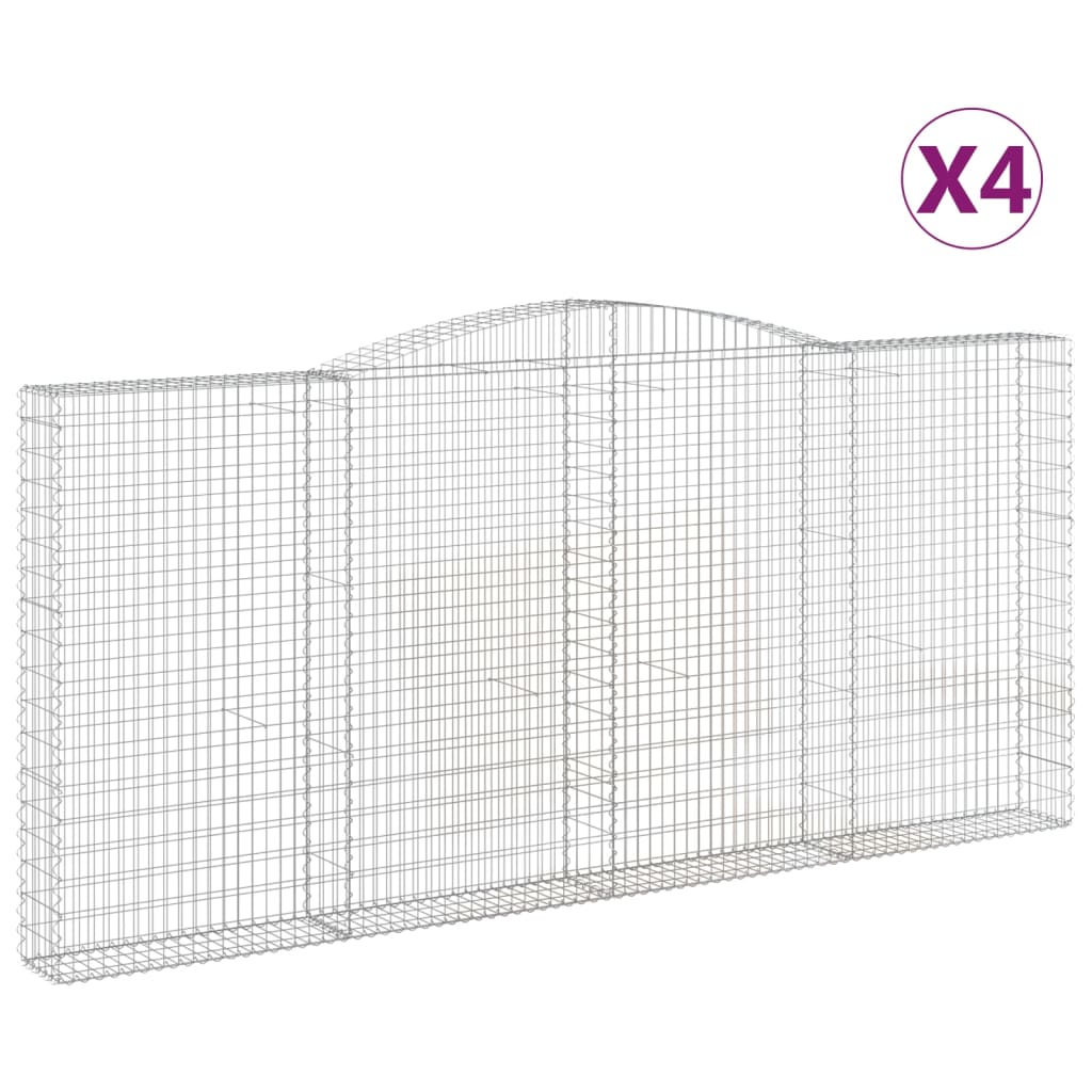buede gabionkurve 4 stk. 400x30x180/200 cm galvaniseret jern