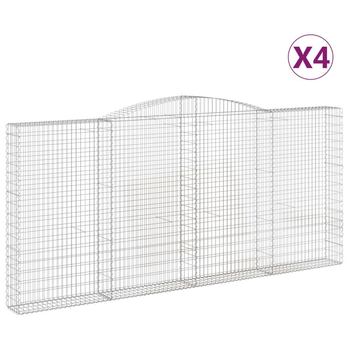 buede gabionkurve 4 stk. 400x30x180/200 cm galvaniseret jern