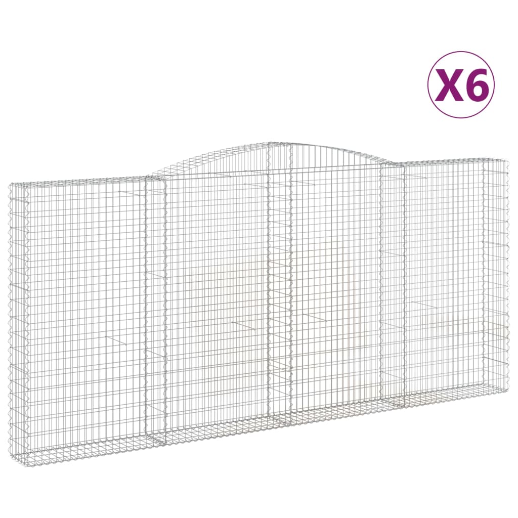 buede gabionkurve 6 stk. 400x30x180/200 cm galvaniseret jern