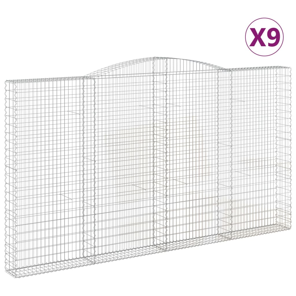 buede gabionkurve 9 stk. 400x30x220/240 cm galvaniseret jern